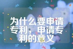 为什么要申请专利，申请专利的意义