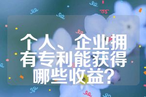 个人、企业拥有专利能获得哪些收益？
