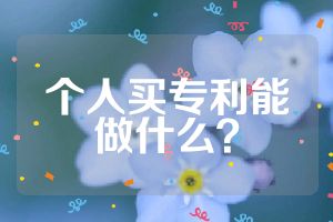 个人买专利能做什么？